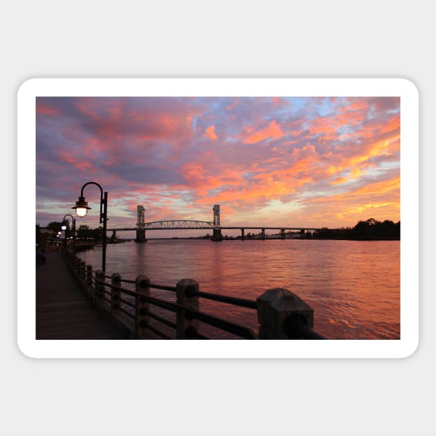 Cape Fear Bridge Sunset Sticker by Cynthia48